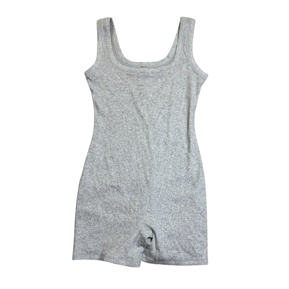 NWT Skims Womens Large Cotton Rib Onsie Stretch Light Heather Grey MSRP $78